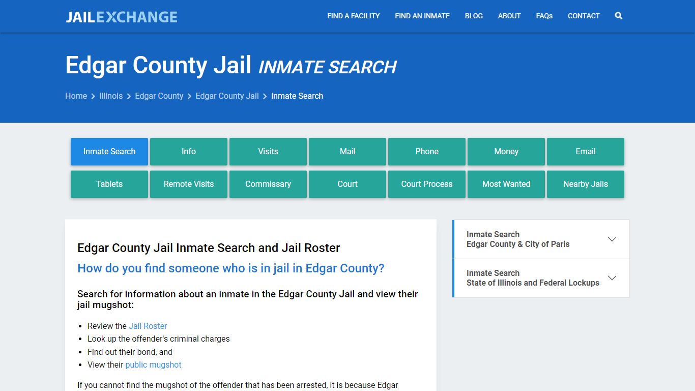 Inmate Search: Roster & Mugshots - Edgar County Jail, IL