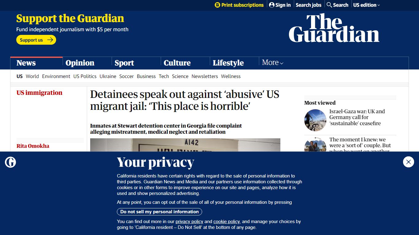 Detainees speak out against ‘abusive’ US migrant jail: ‘This place is ...